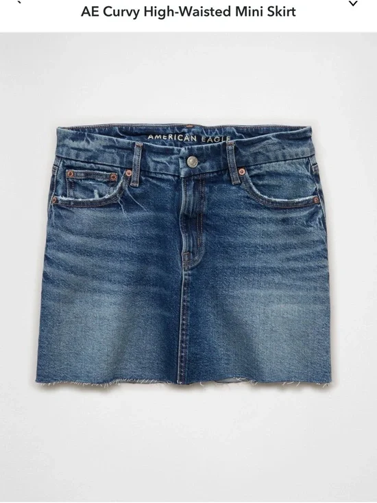NWT American Eagle Curvy High Rise Mini Skirt Denim Size 4 Long 27W - Picture 3 of 11
